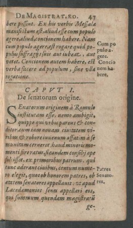 Caput I. De senatorum origine