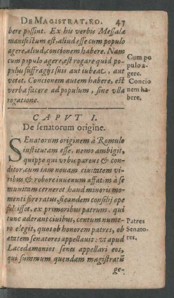 Caput I. De senatorum origine