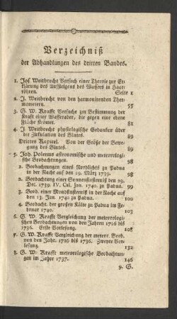 Verzeichniß der Abhandlungen des dritten Bandes.