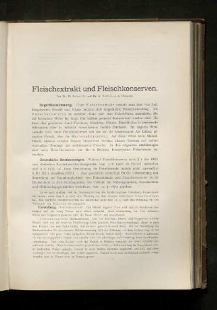 Fleischextrakt und Fleischkonserven.