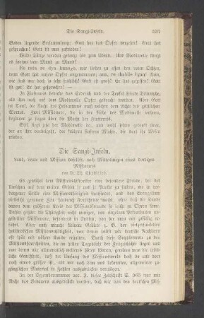 Die Sangi-Inseln, Land, Leute und Mission daselbst, nach Mitteilungen eines dortigen Missionars