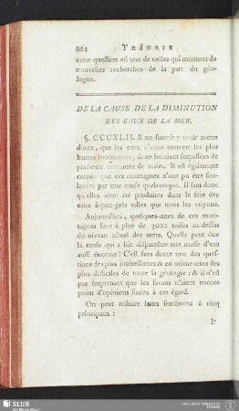 De la cause de la dimunition des eaux de la mer