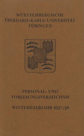 Personal- und Vorlesungsverzeichnis 1937/38