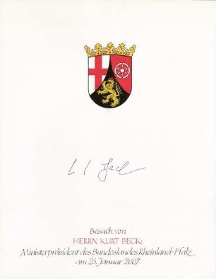 Kurt Beck, Ministerpräsident Rheinland-Pfalz