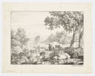 Landschaft mit Hirten am Wasser