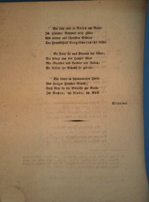 Im Irrhaine zu singen, [1818]. Rundgesang für die Mitglieder des Pegnesischen Blumenordens im Irrhaine