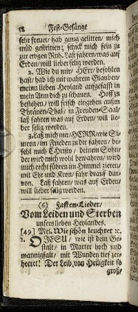 (6) Fasten-Lieder/ Vom Leiden und Sterben unsers lieben Heylandes.