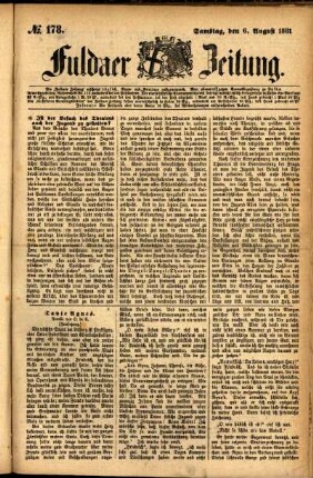 Ausgabe vom Samstag, den 06. August 1881.