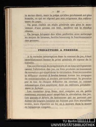 Précautions a prendre