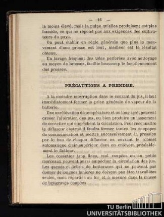 Précautions a prendre