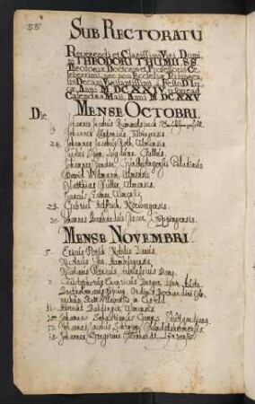 Winterhalbjahr 1624/1625. Rektorat Theodor Thumm