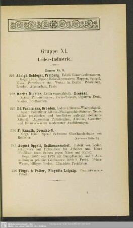 Gruppe XI. Leder-Industrie