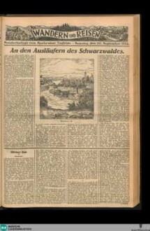 Karlsruher Tagblatt, Wandern und Reisen