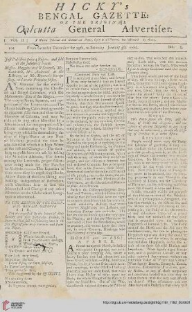 Saturday, December 29th to Saturday, January 5th 1782
