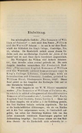 Sprache und Dialekt des mittelenglischen Gedichtes William of Palerne : ein Beitrag zur mittelenglischen Grammatik