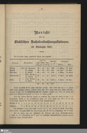 Bericht über die Sächsischen Lachsbeobachtungstationen (16. Arbeitsjahr 1901)