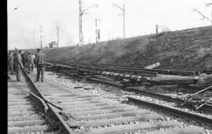 Stuttgart-Nord Gleisbauarbeiten Arbeitskolonne Weicheneinbau