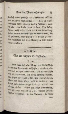 V. Kapitel. Von den noethigen Geraethschaften