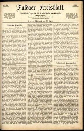 Ausgabe vom Mittwoch, den 17. April 1878.
