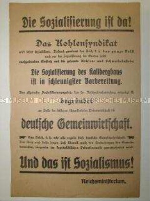 Maueranschlag zur Verkündung der Verstaatlichung des Kohlesyndikats