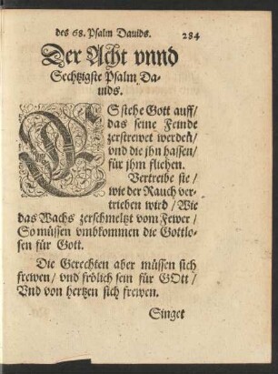 Der Acht unnd Sechtzigste Psalm Davids.