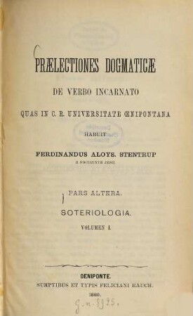 Praelectiones dogmaticae, 2,1