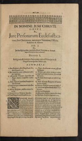 Tit. I. De Juribus Episcopalibus, quae in Consistoriis Principum ac Statuum Imperii Evangelicorum tractantur.