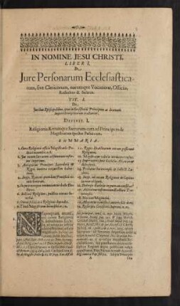 Tit. I. De Juribus Episcopalibus, quae in Consistoriis Principum ac Statuum Imperii Evangelicorum tractantur.