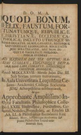 Quod Bonum, Felix, Faustum, Fortunatumque, ...