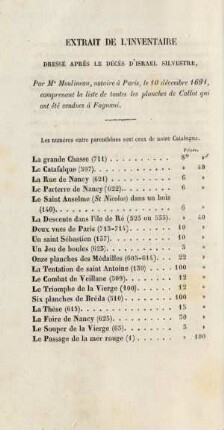 Extrait de l'inventaire dressé après le décès d'Israel Silvestre