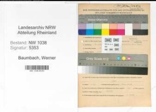 Entnazifizierung Werner Baumbach , geb. 16.11.1905 (Ingenieur)