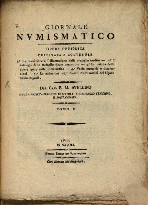 Giornale numismatico : opera periodica. 2. 1811 = Nr. 5
