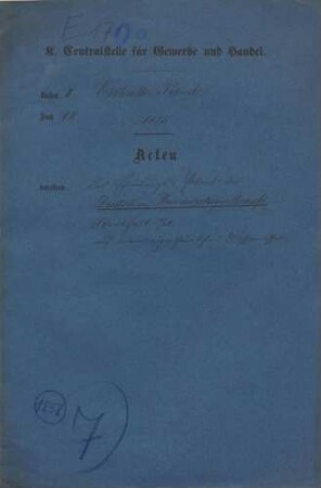 Patent der Deutschen Wasserwerksgesellschaft in Frankfurt am Main auf einen eigentümlichen Wassermesser
