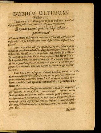 Dubium Ultimum Politicum.