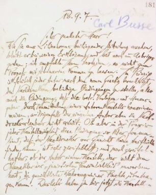 Brief an Carl Busse