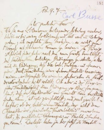 Brief an Carl Busse