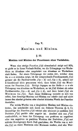 Cap. V. Maxima und Minima.