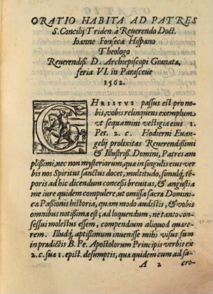 Oratio habita ad patres sacri Concilii Tridentini
