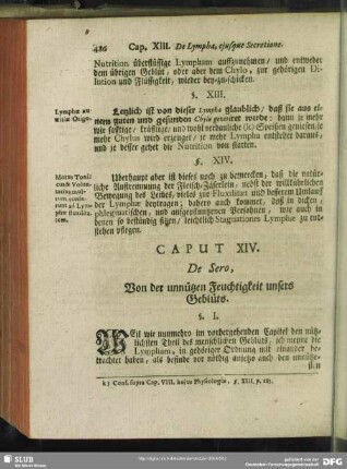 Caput XIV. De Sero, Von der unnützen Feuchtigkeit unsers Geblüts