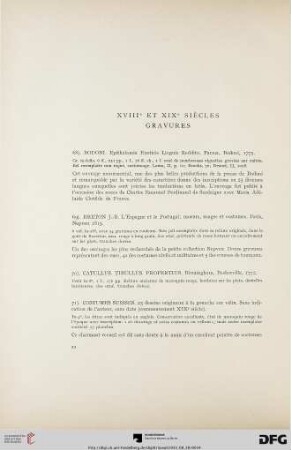 XVIII et XIX siècles Gravures (Nr. 68-107)