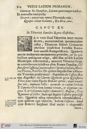 Caput XV: De Tiburtinis Familiis Romæ illustribus