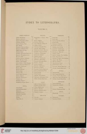 Index to lithographs