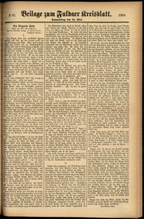 Zweite Ausgabe vom Donnerstag, den 31. Mai 1900.
