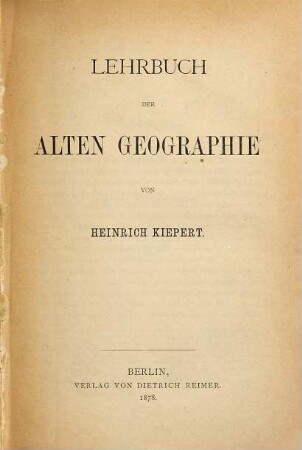 Lehrbuch der alten Geographie