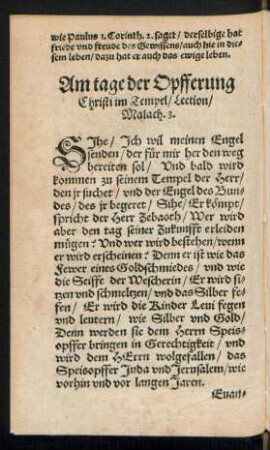 Am tage der Opfferung Christi im Tempel ...
