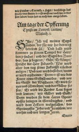 Am tage der Opfferung Christi im Tempel ...