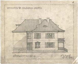 Wach, Hugo; Greppin (heute Bitterfeld-Wolfen); Wohnhaus Dr. Erlenbach - Südseite (Ansicht)