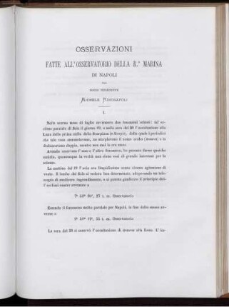 Osservazioni fatte all' Osservatorio della R. Marina di Napoli