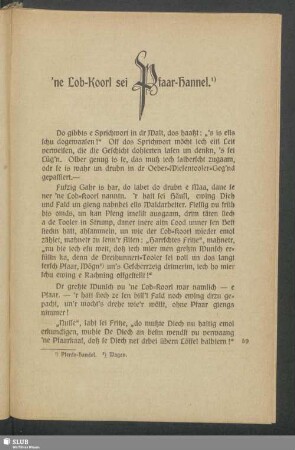 'ne Lob-Koorl sei Pfaar-Hannel
