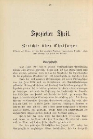Berichte über Thatsachen.